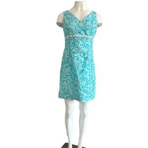 Lilly Pulitzer Havana Blue Marigold Fish White Label Staci Dress Size 8